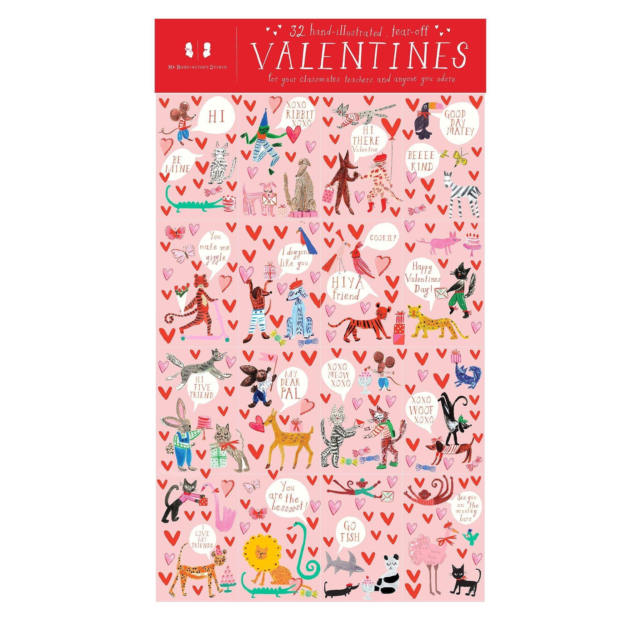 Janie and Jack Animal Menagerie - Class Set of 32 Valentine's