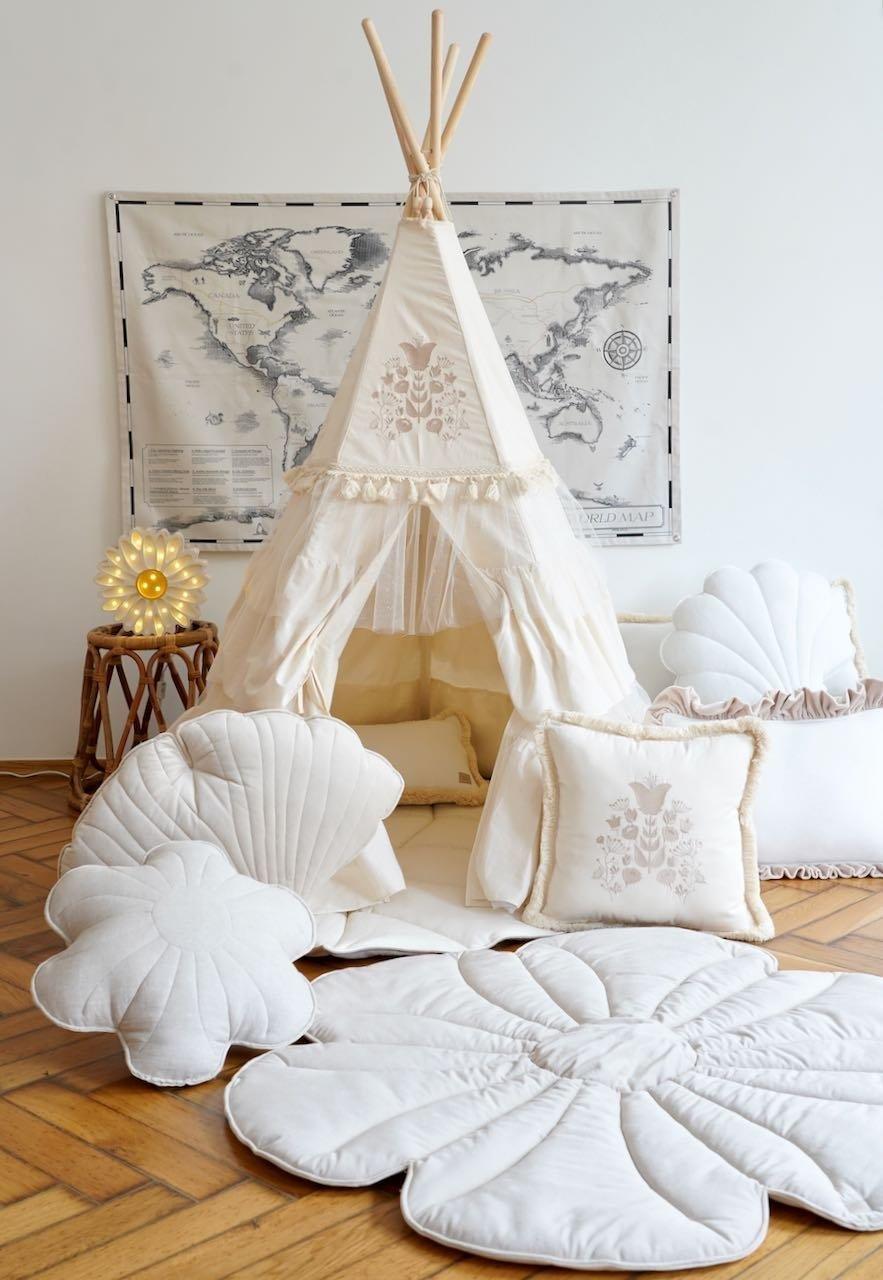 Janie and Jack Boho Teepee Tent with Frills and Embroidery