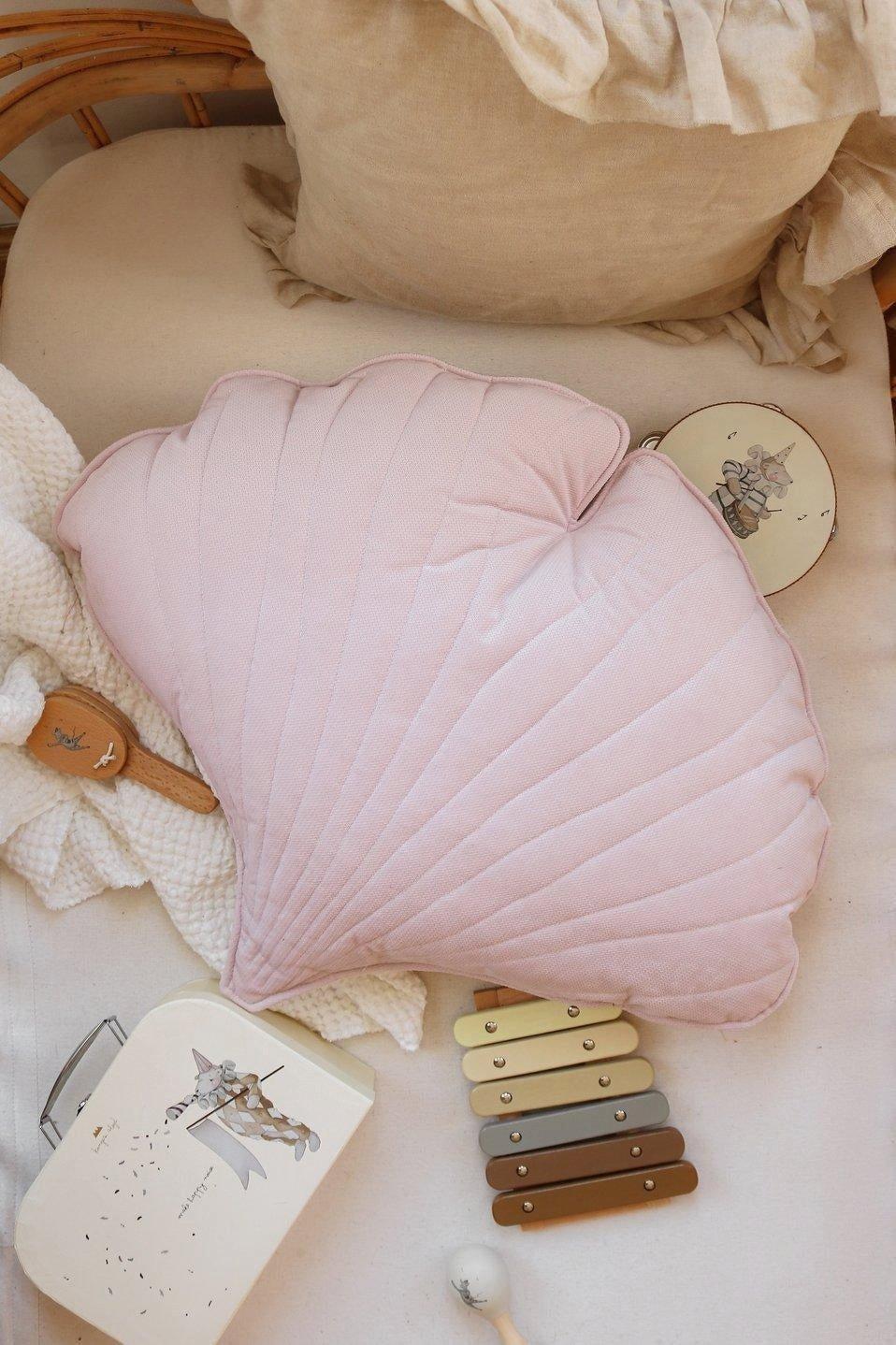 Janie and Jack Velvet Powder Pink Ginkgo Leaf Pillow