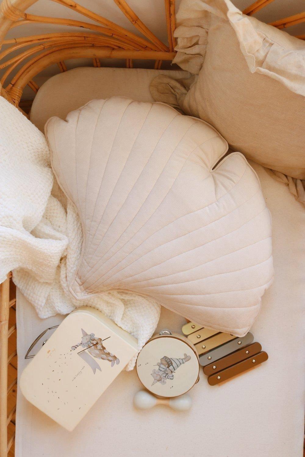 Janie and Jack Velvet Cream Ginkgo Leaf Pillow