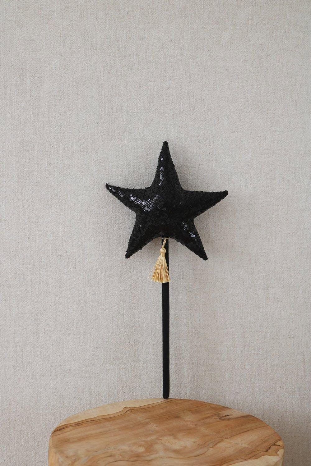 Janie and Jack Black Sequins Magic Wand