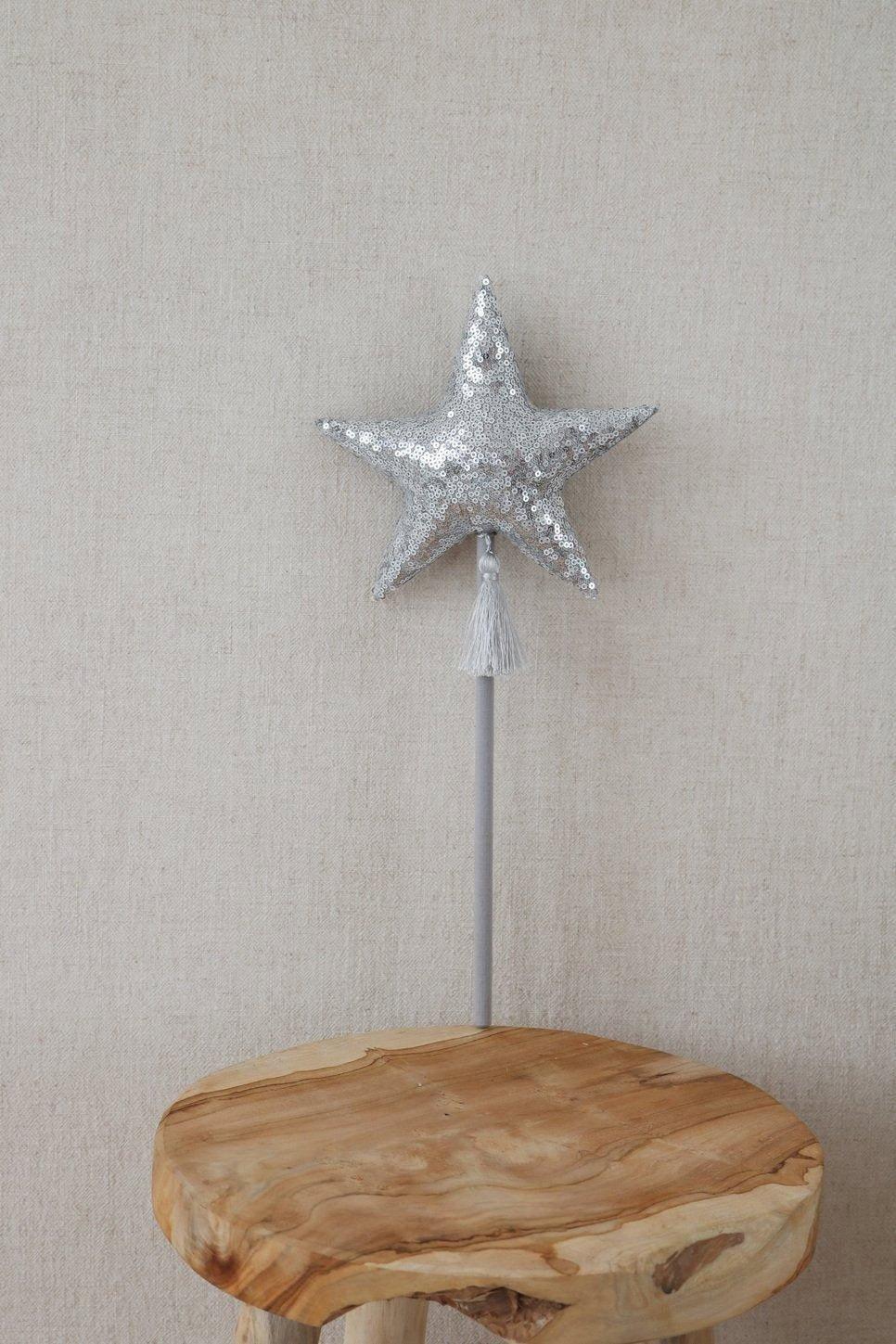 Janie and Jack Silver Sequins Magic Wand
