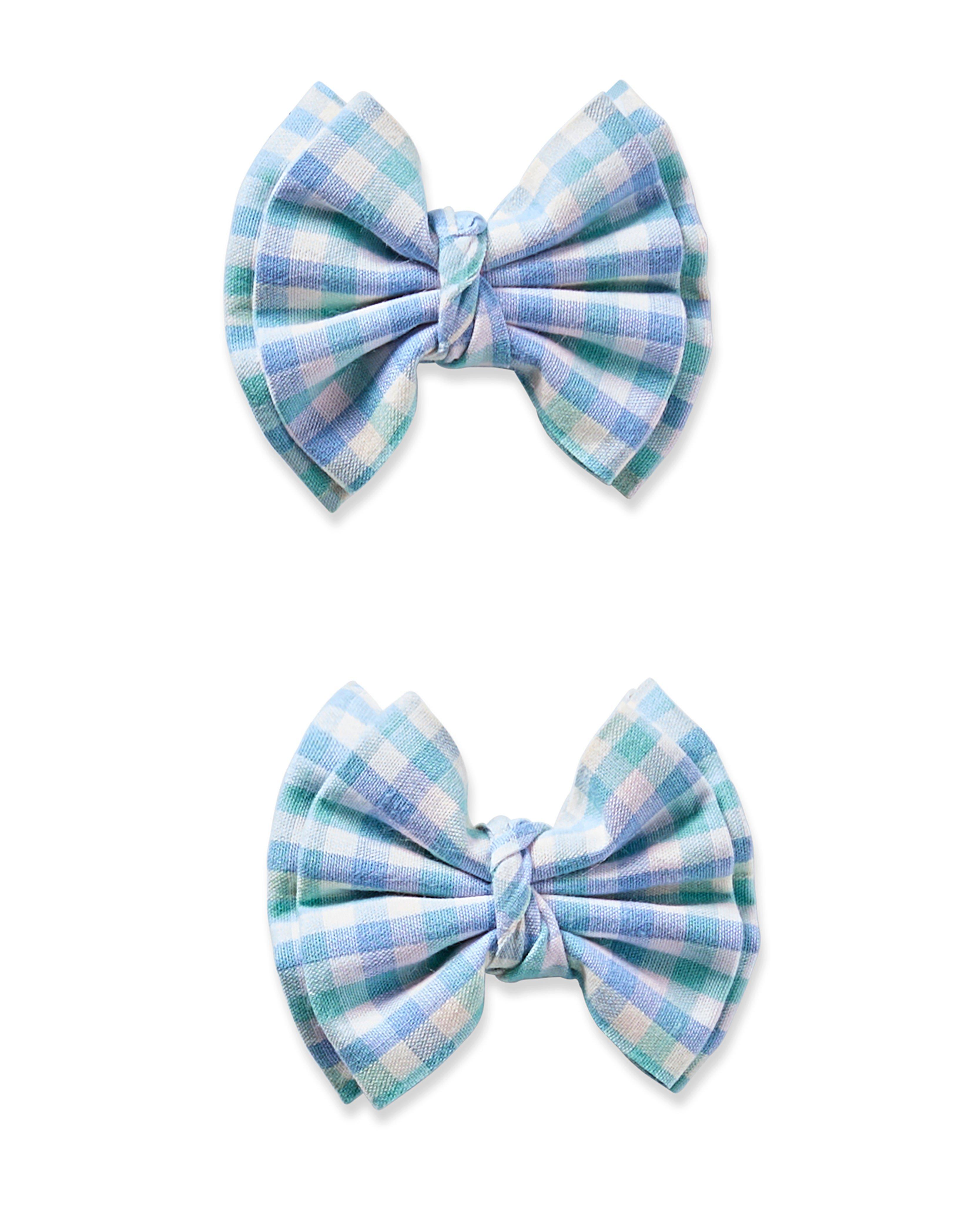 Janie and Jack Girl's Hair Bows in Spring Gingham