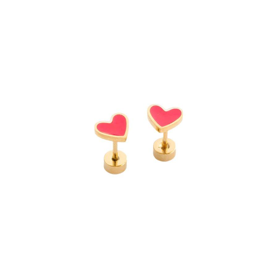 Janie and Jack Enamel Heart Stud Earrings