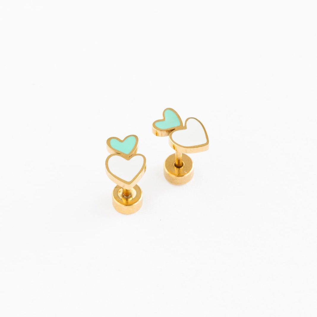Janie and Jack Heart Stack Stud Earrings
