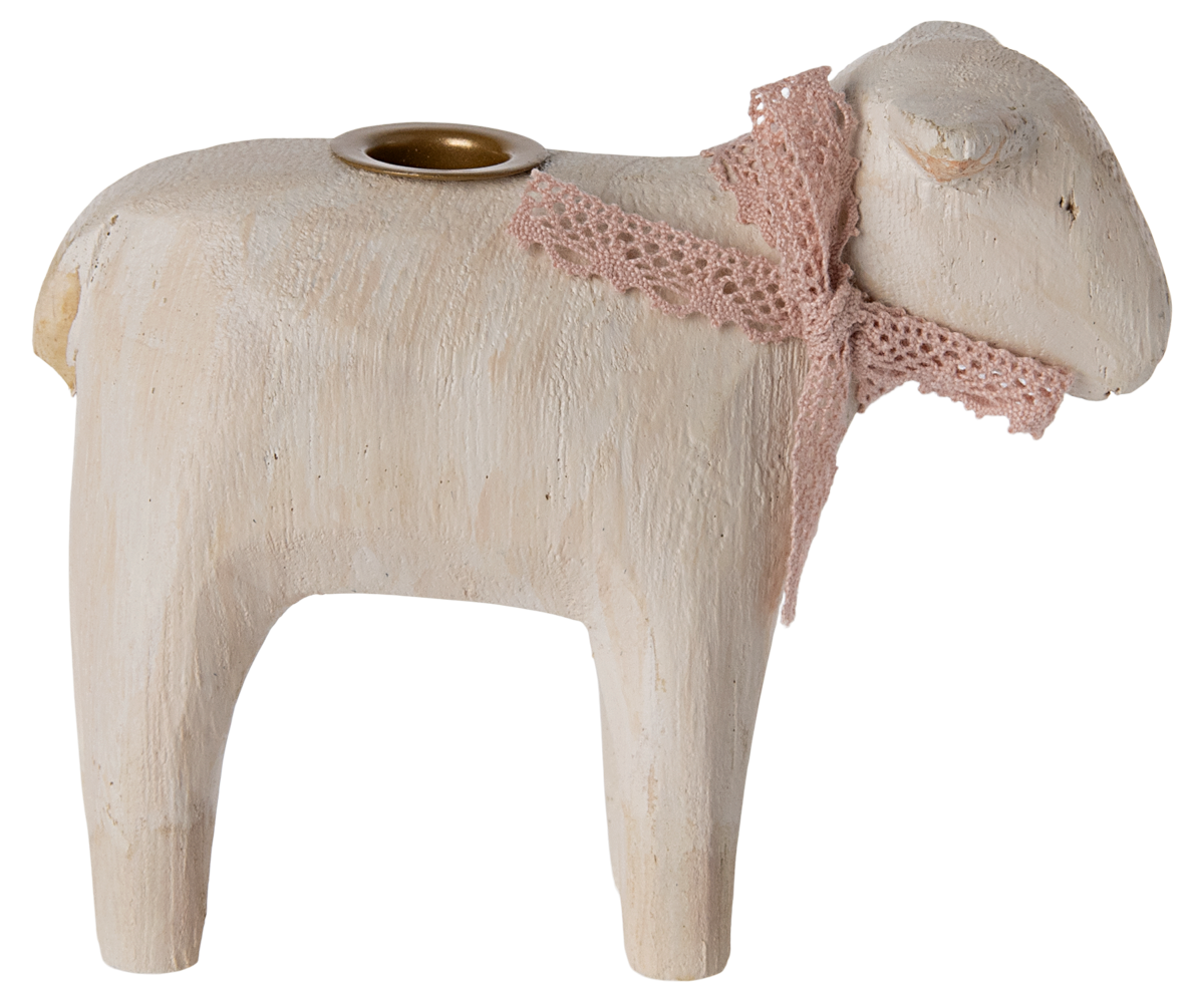 Janie and Jack Candle holder, Lamb - Rose