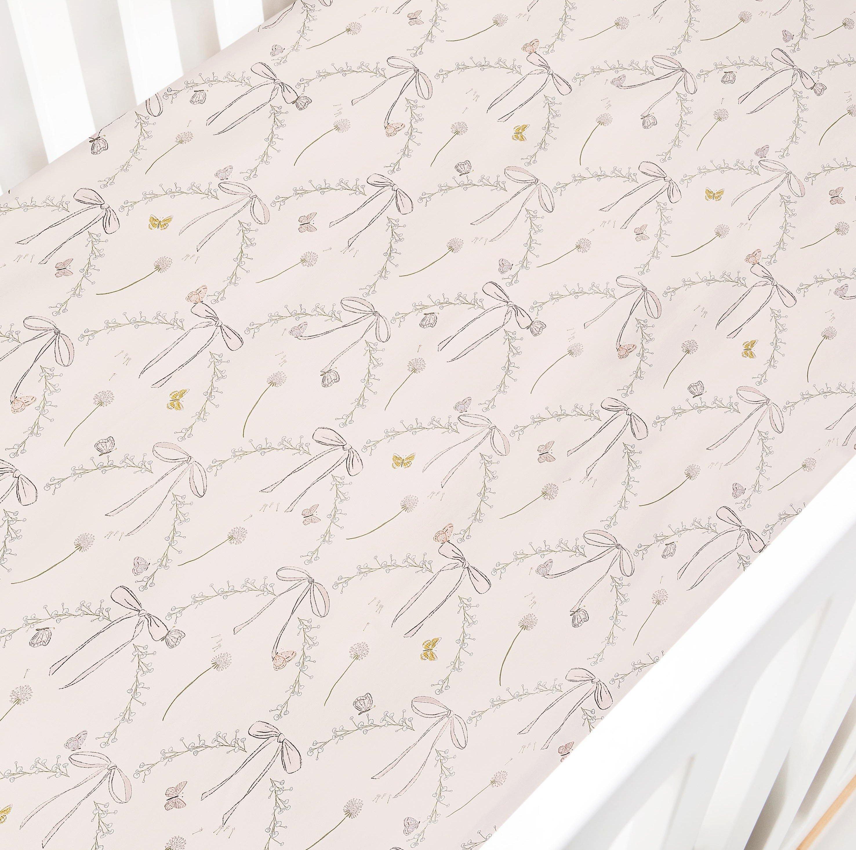 Janie and Jack Bows & Butterfly Kisses Crib Sheet - Pink