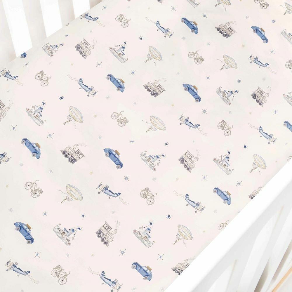 Janie and Jack Transit Treasures Crib Sheet - Blue