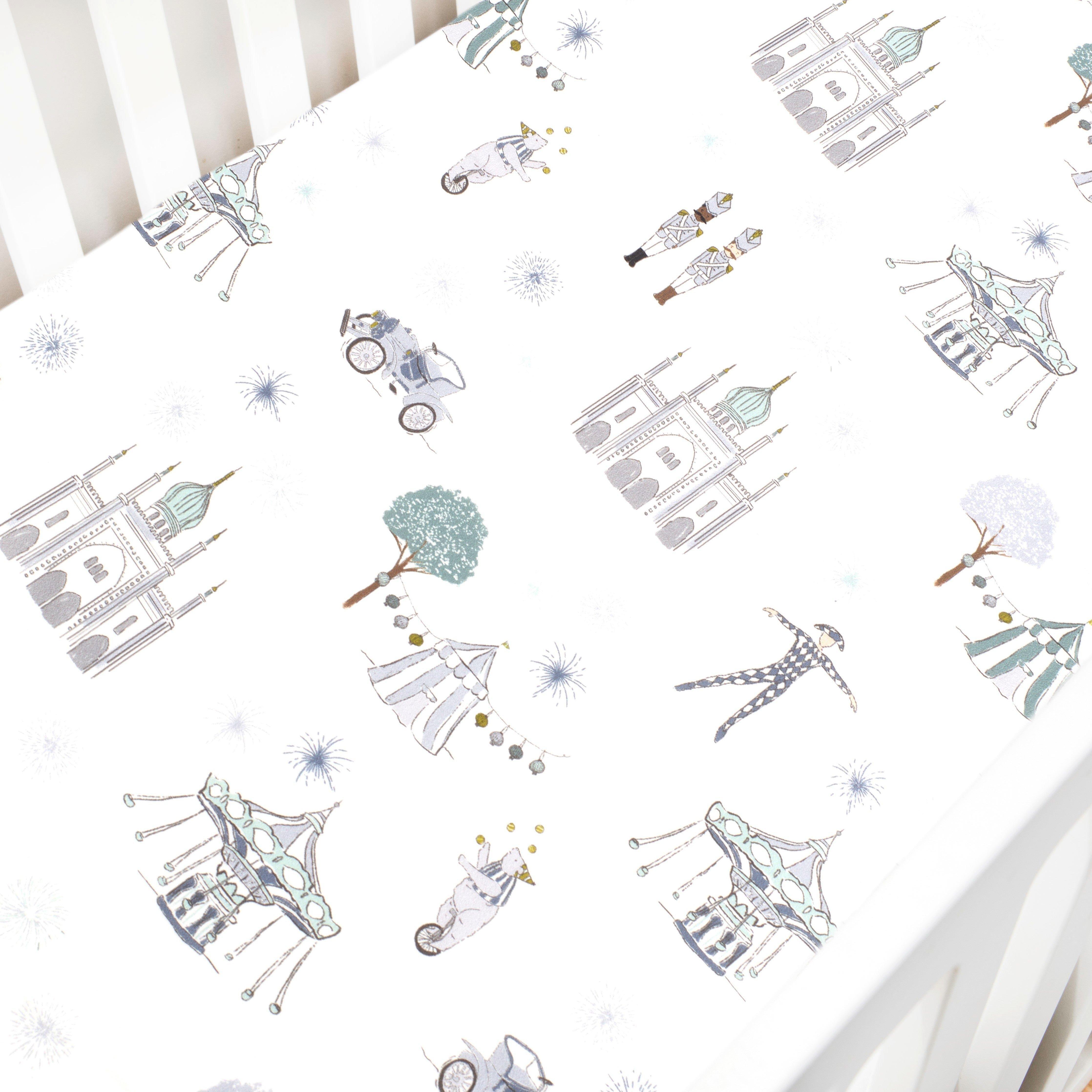 Janie and Jack Adventures in Wonderland Crib Sheet - Aqua