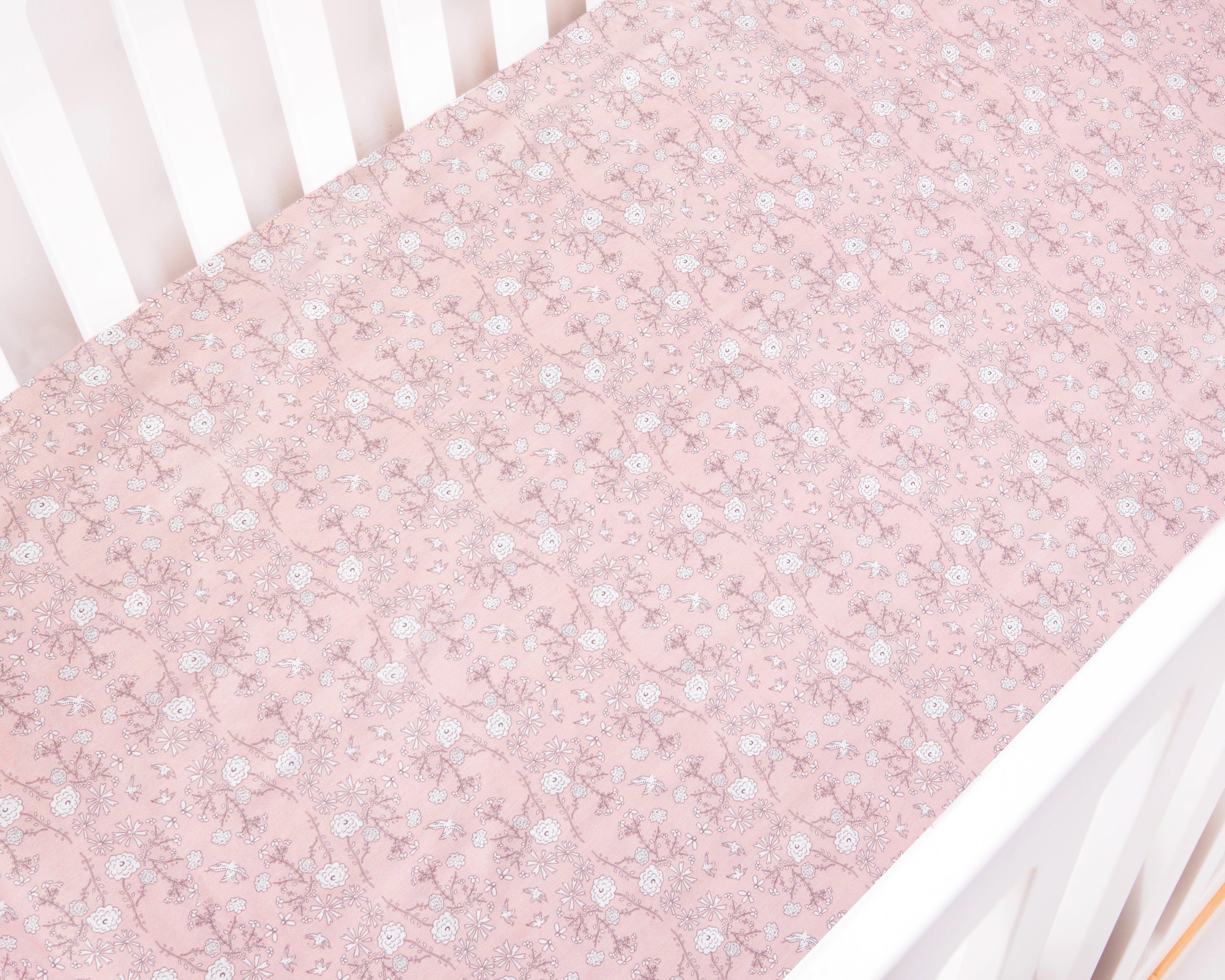 Janie and Jack Bird's Song Crib Sheet - Pink