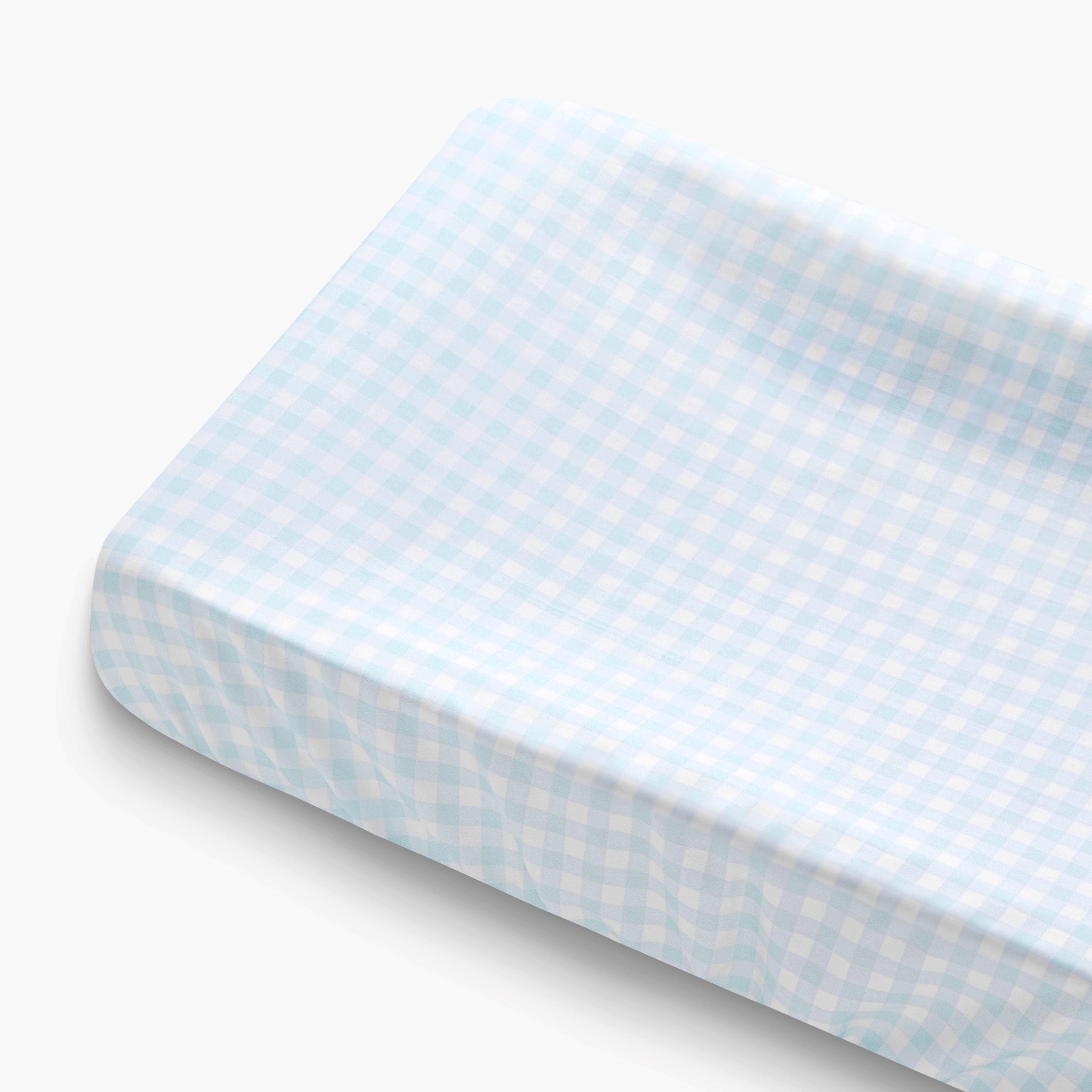 Janie and Jack Picnic Gingham Changing Pad Cover- Blue