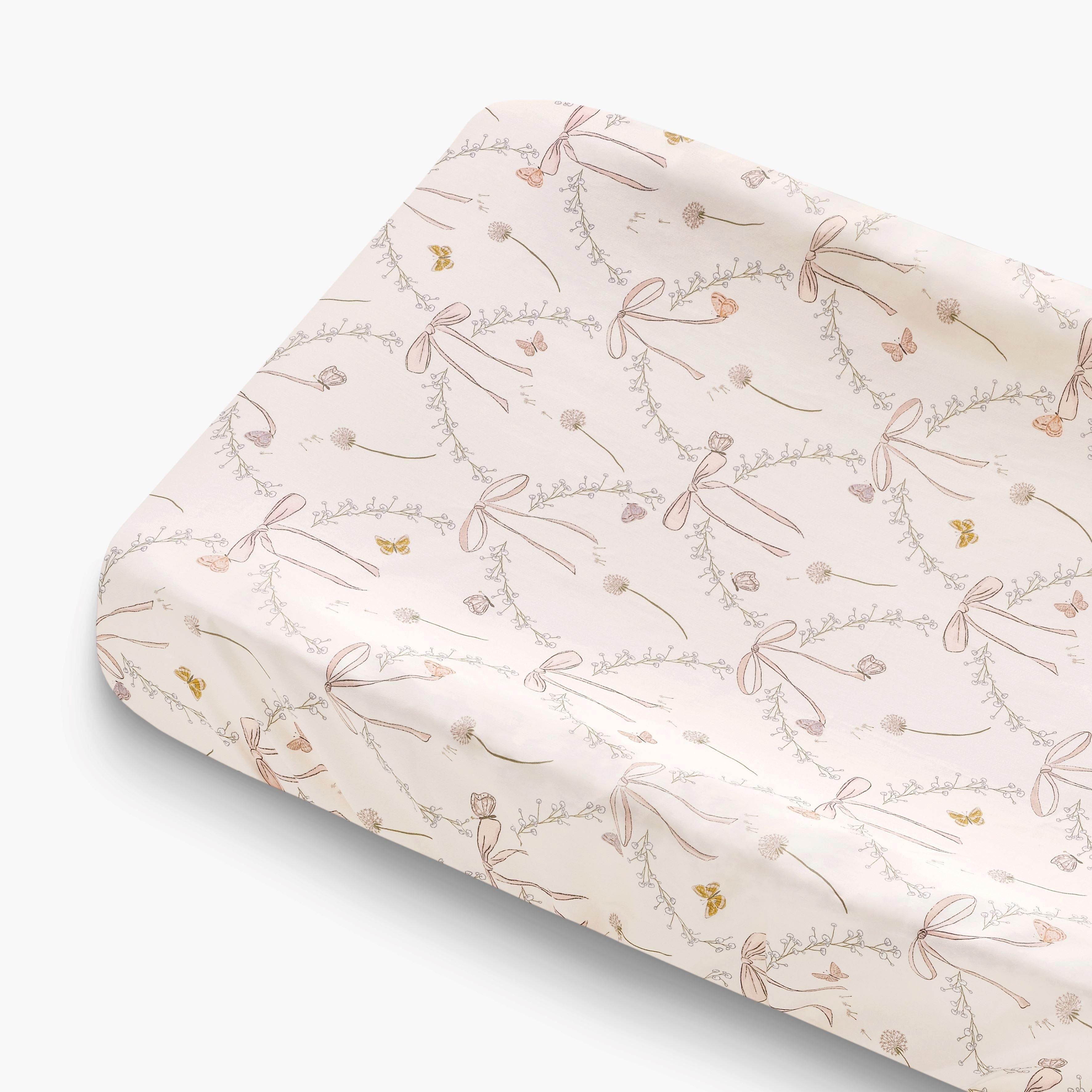 Janie and Jack Bows & Butterfly Kisses Changing Pad Cover - Pink