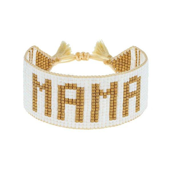 Janie and Jack White & Gold MAMA Beaded Bracelet