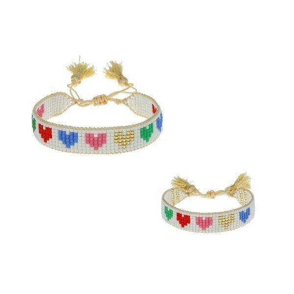 Janie and Jack Mini & Me Rainbow Hearts Beaded Bracelet Set