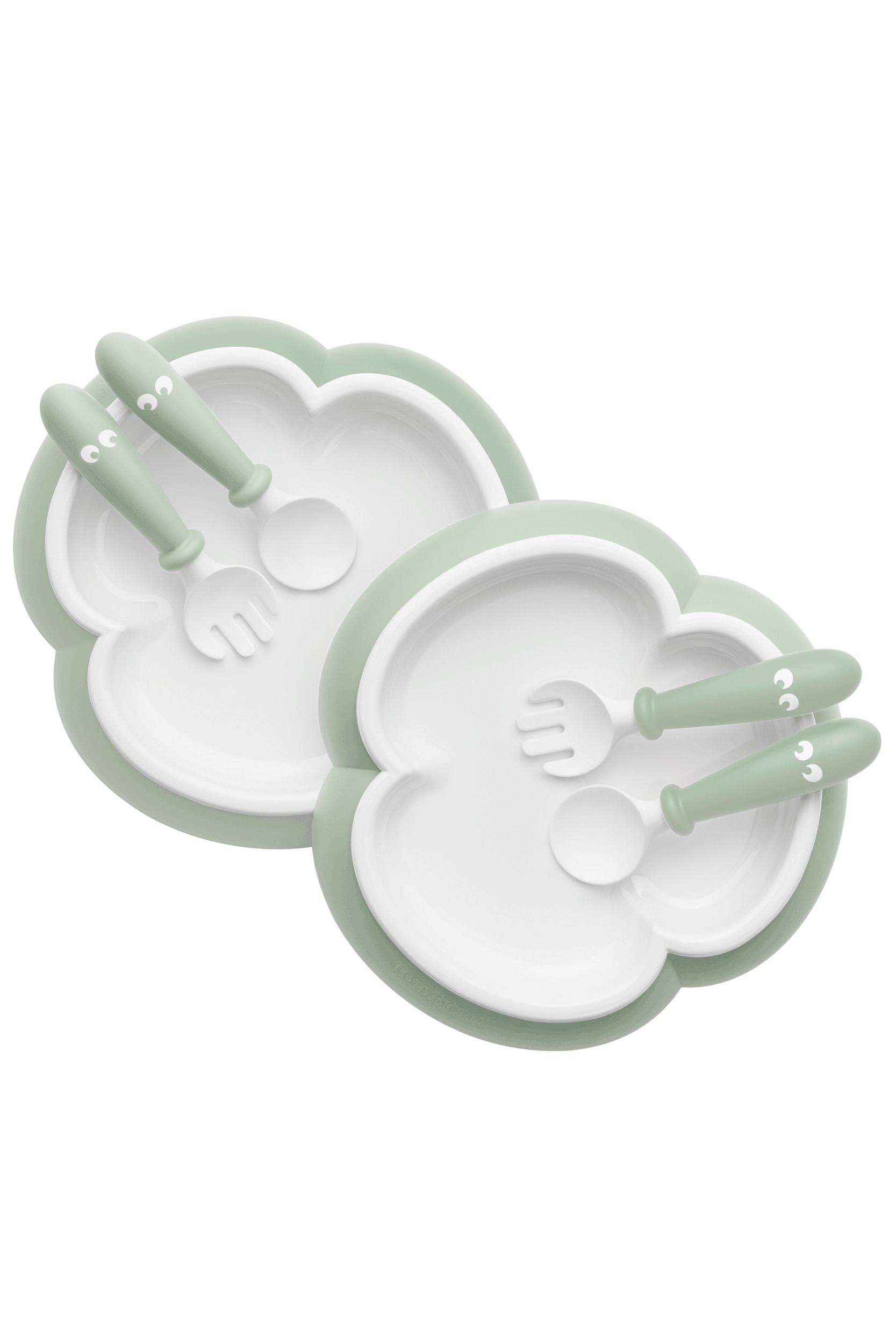 Janie and Jack Baby Plate, Spoon & Fork, 2 Sets, Powder Green