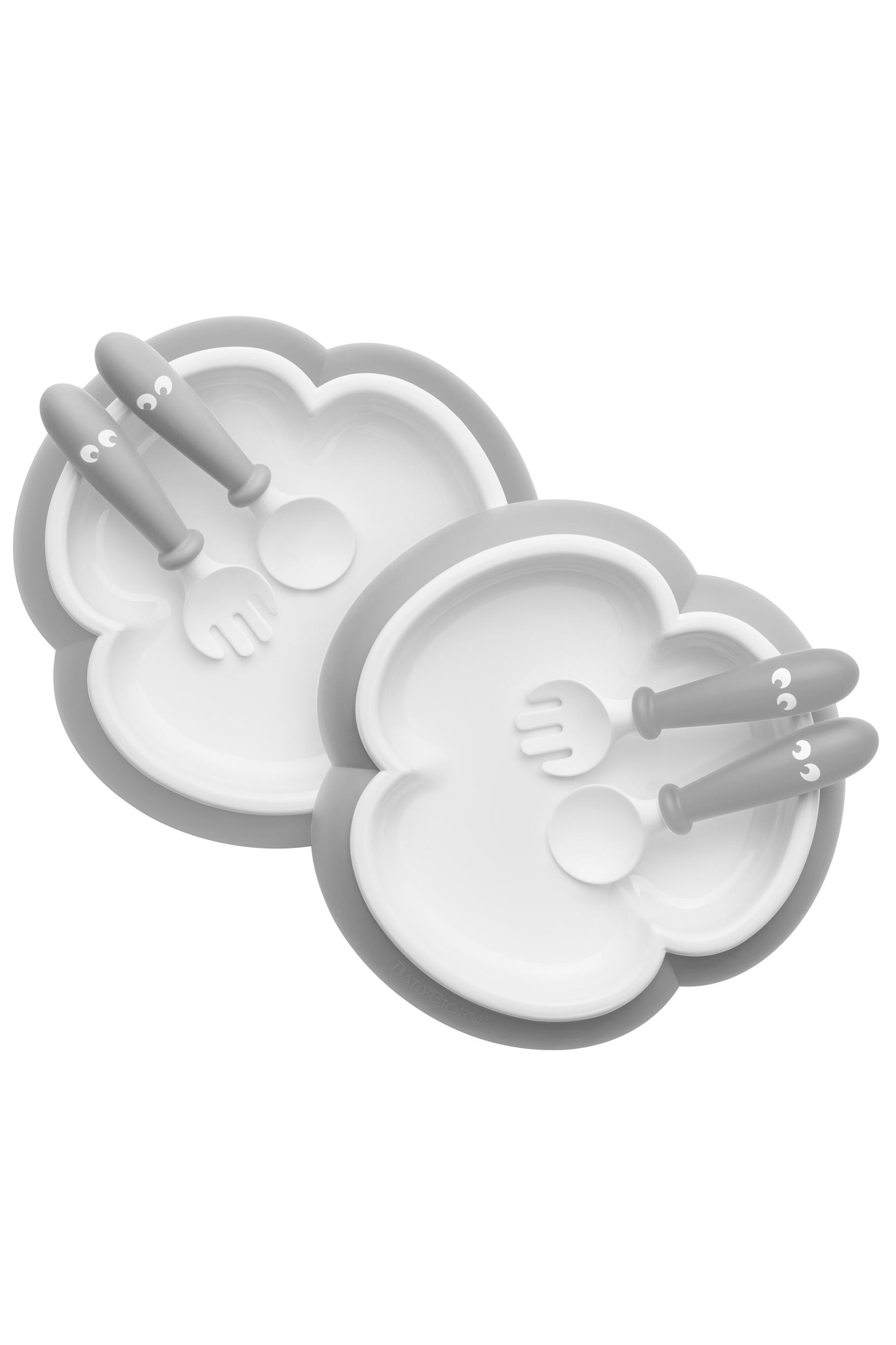 Janie and Jack Baby Plate, Spoon and Fork, 2 Sets, Gray