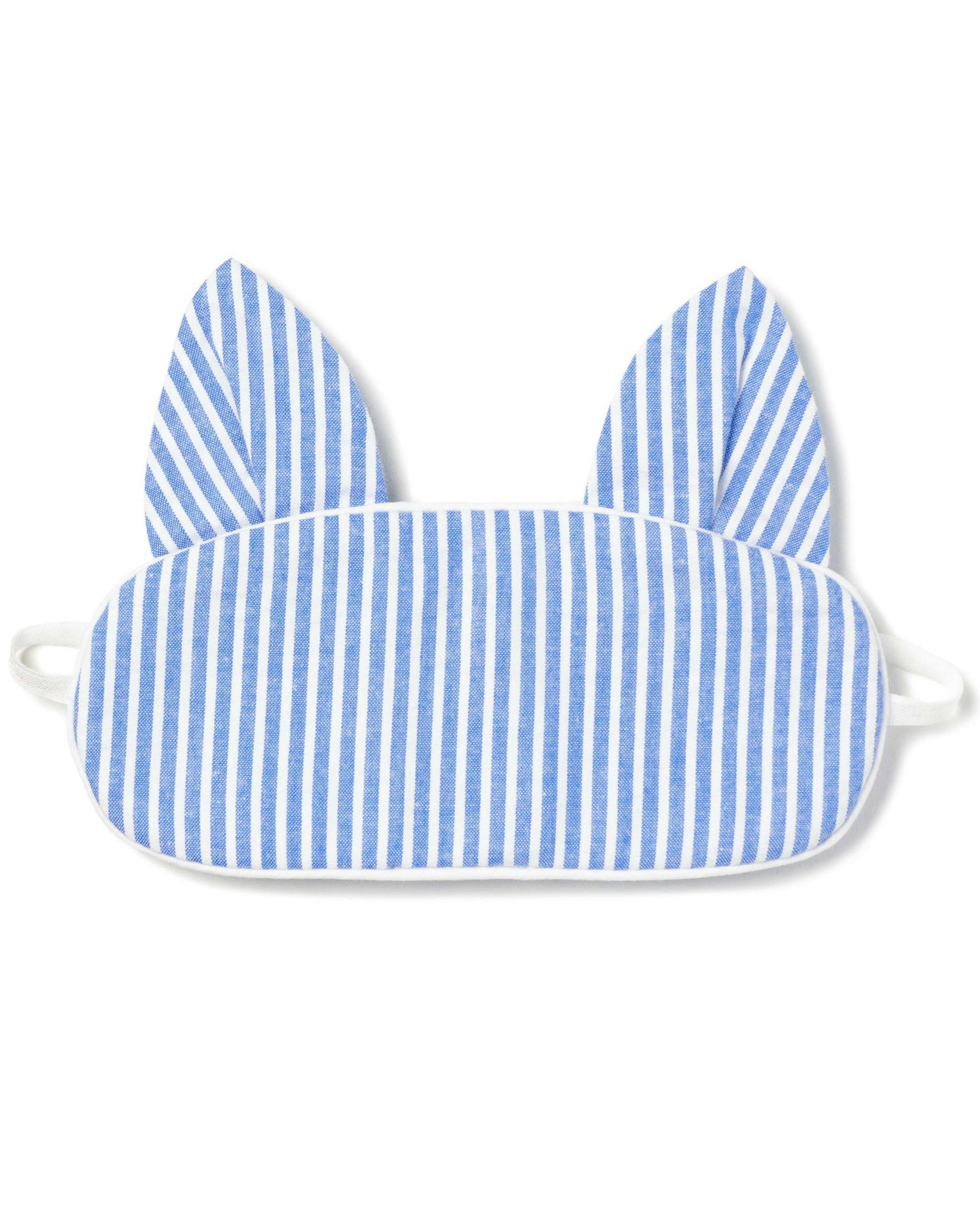Janie and Jack Kid's Kitty Sleep Mask in French Blue Seersucker